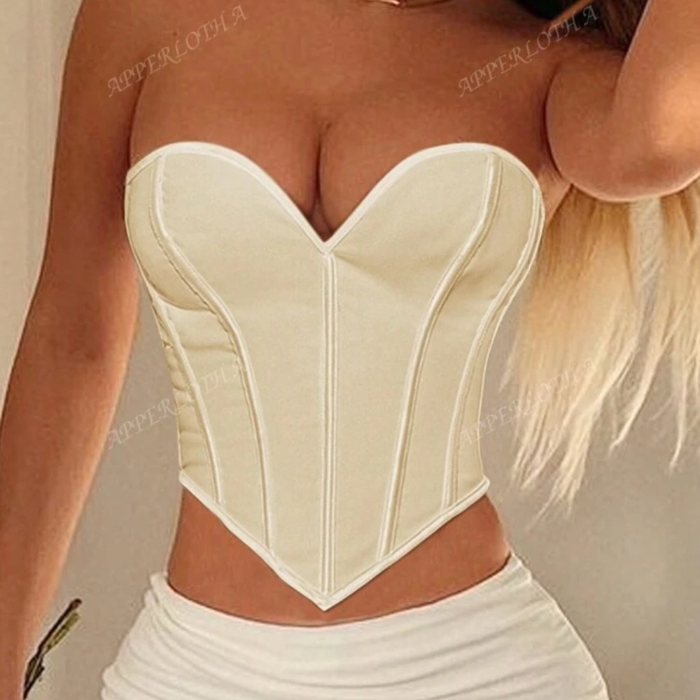 SHEIN Cream Strapless Crop Top
